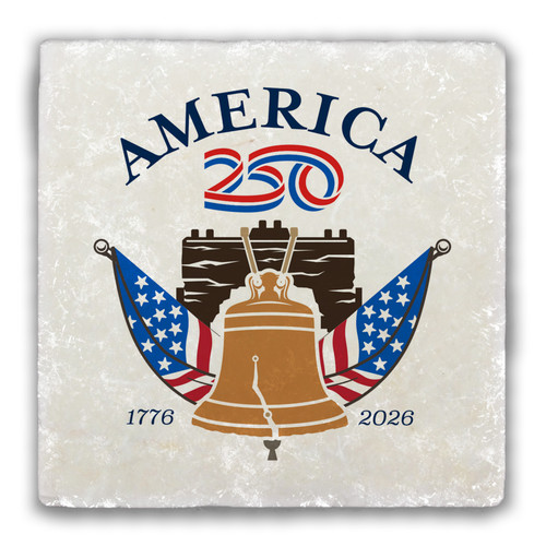 America 250 Liberty Bell Tumbled Stone Coaster