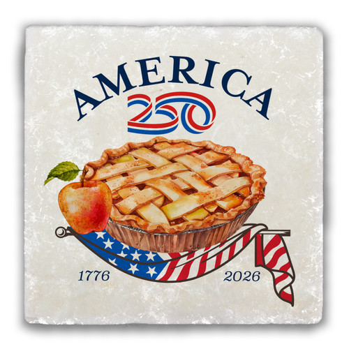 America 250 Apple Pie Tumbled Stone Coaster
