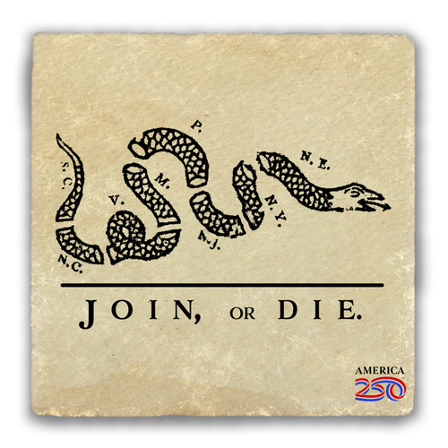 "Join, or Die" Tumbled Stone Coaster