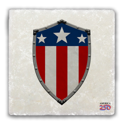 American Flag Shield Tumbled Stone Coaster
