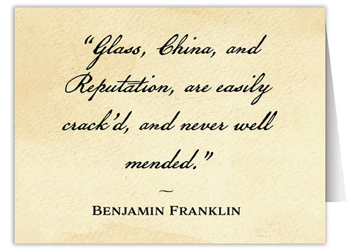 "Glass, China, and Reputation" Note Card