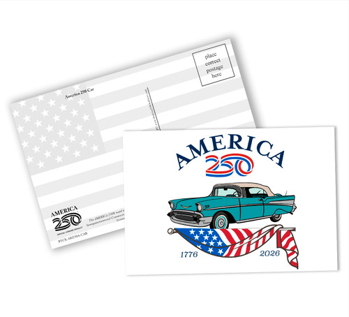 America 250 Retro Car Postcard