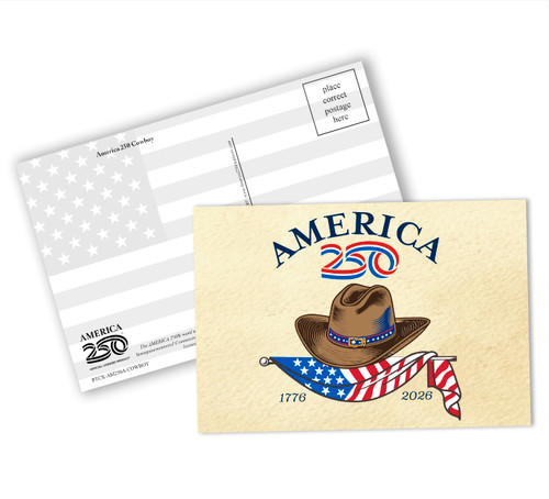 America 250 Cowboy Hat Postcard