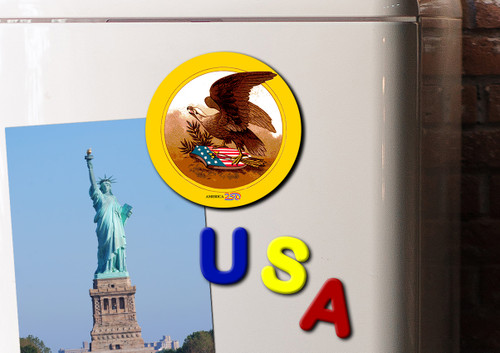 Round Patriotic Eagle Magnet