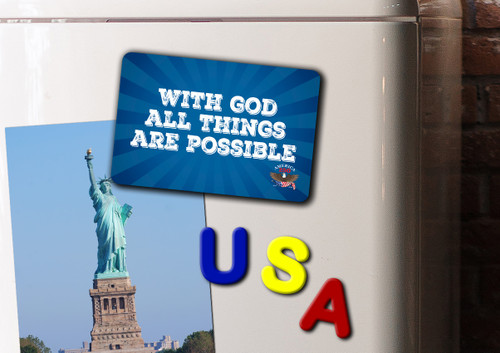 Blue "With God All Things are Possible" Patch America250™ Magnet Standard