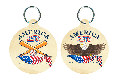 America250™ Baseball Round Keychain