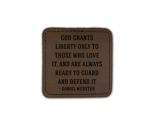 "God Grants Liberty" Iron-On Square Leather Patch