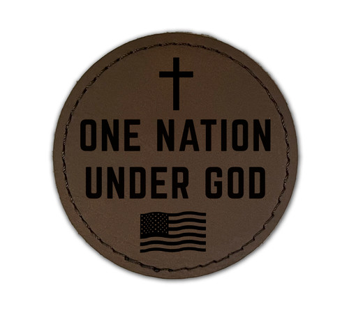 "One Nation" Iron-On Circle Leather Patch