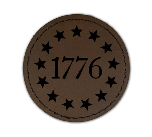 1776 with Stars Iron-On Circle Leather Patch