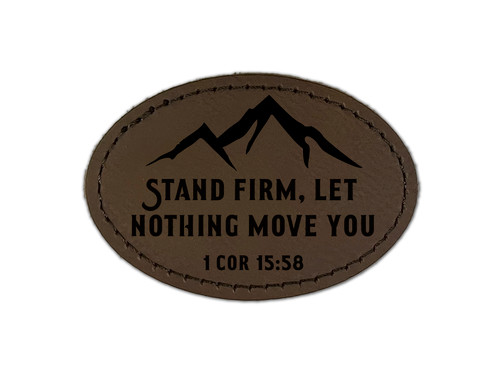 "Stand Firm" Iron-On Oval Leather Patch
