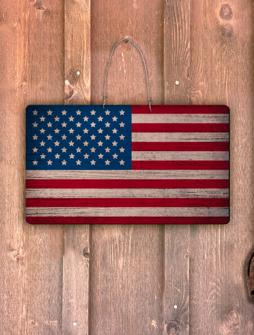 Worn American Flag Door Hanger