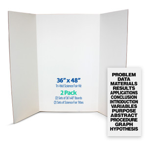 36x48 White Corrugated Project Board and Science Fair Titles - Pack of 2