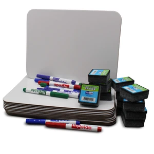 9 x 12 Magnetic Dry Erase Board + Colored Markers + Student Eraser Class Pack of 12 