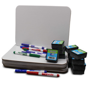 9 x 12 Dry Erase Board + Colored Markers + Student Eraser Class Pack of 12
