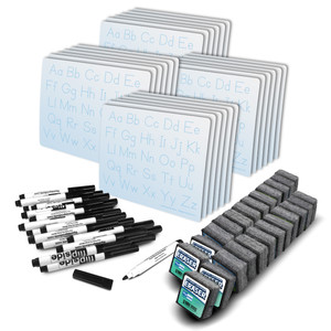 9" x 12" Letters and Numbers Learning Mat + Black Marker + Student Eraser Class Pack - 72 Pcs