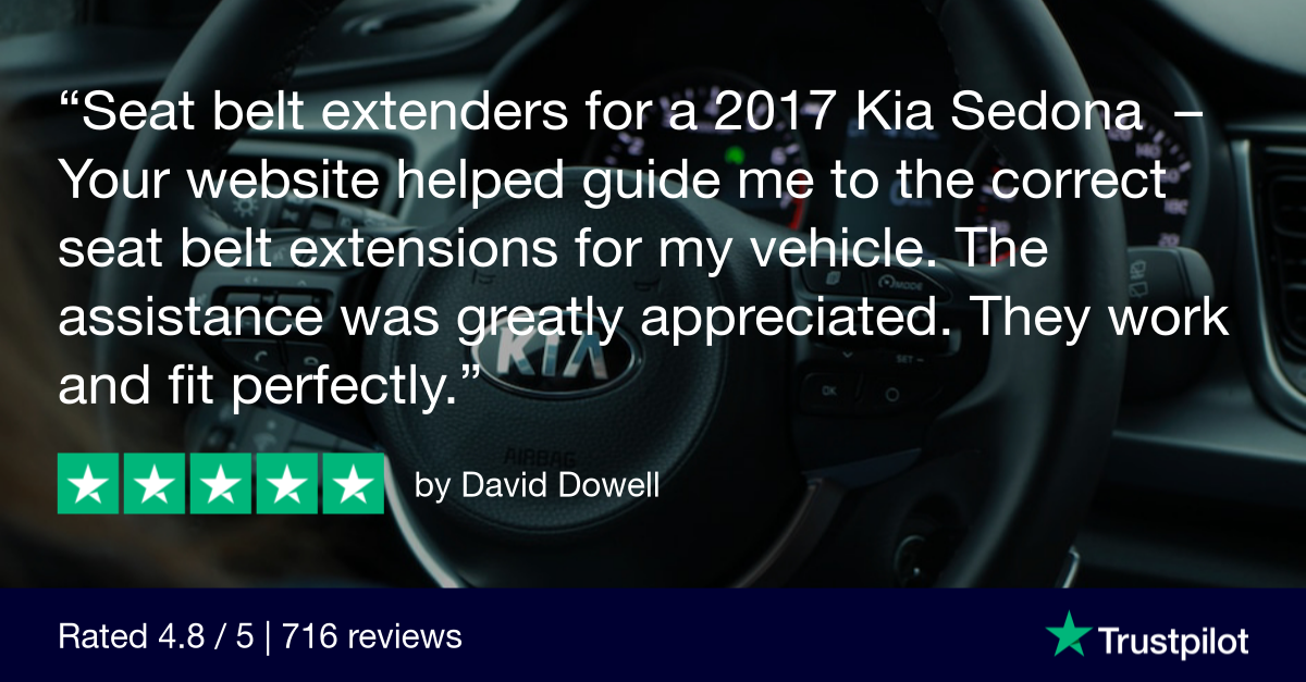 Trustpilot Review that says, Seat belt extenders for a 2017 Kia Sedona - they work and fit perfectly