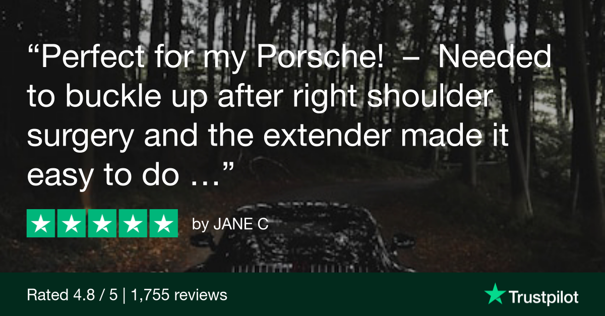 Trustpilot Review that says, Perfect for my Porsche! - Needed to buckle up after right shoulder surgery and the extender made it easy to do...