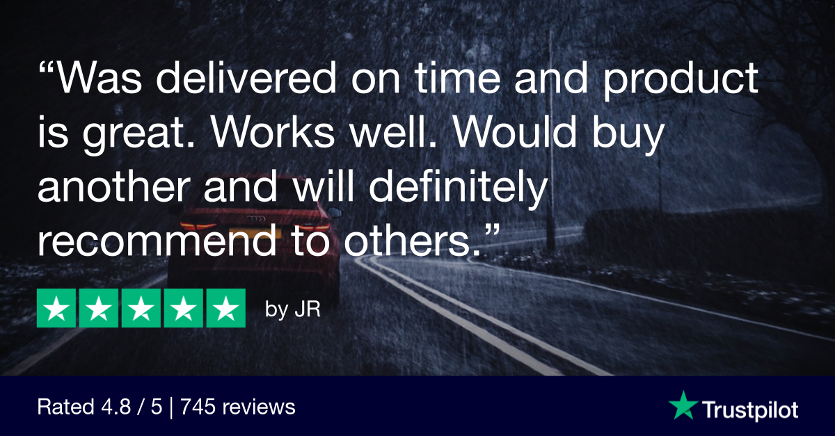 Trustpilot Review that says, Was delivered on time and product is great. Works well. Would buy another and will definitely recommend to others.