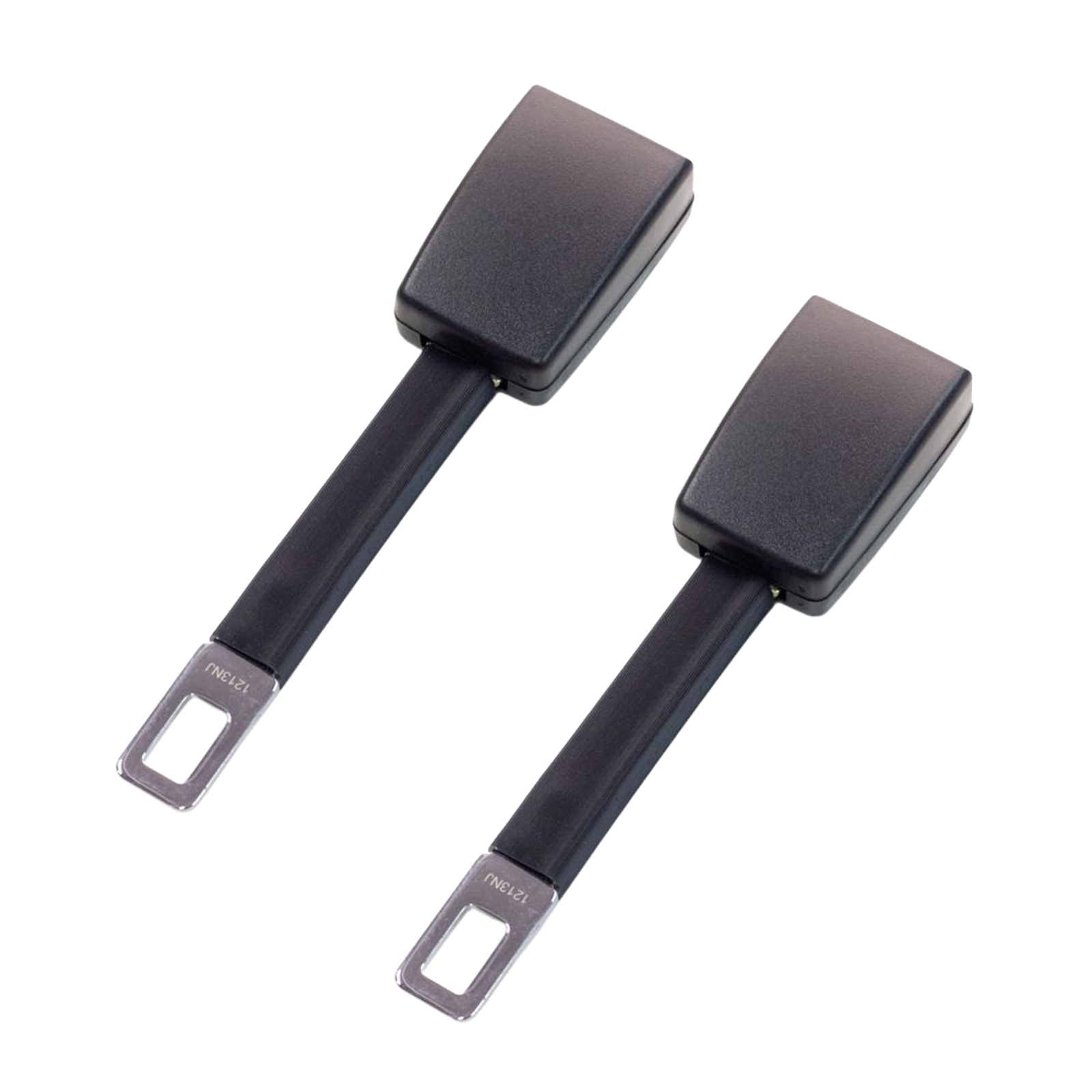 Seatbelt extenders next to each other laying down