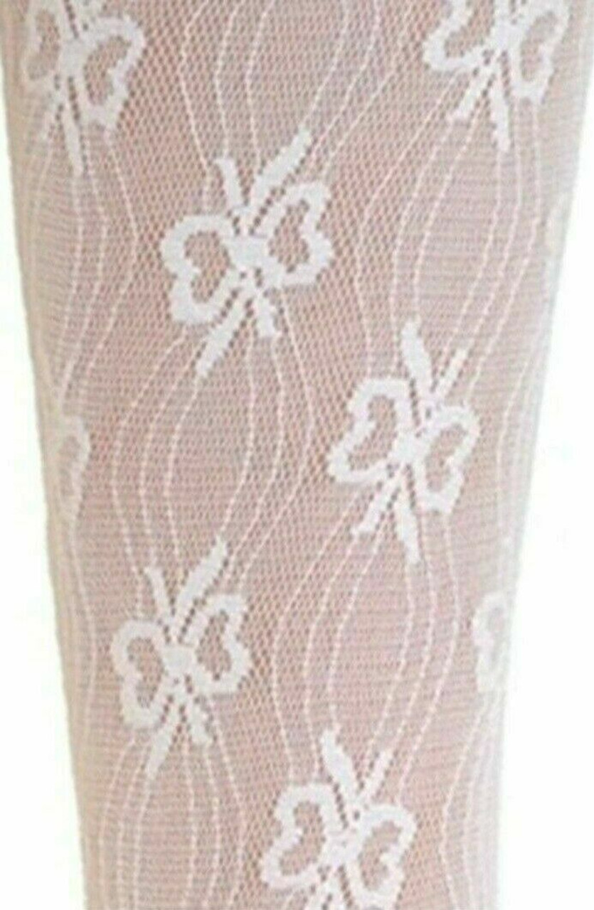 nottingham bow lace baby tights white