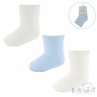 Cream/Blue/Whitetriple pack socks