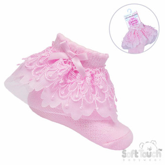 Pink Bell Lace Sock (0-24months)