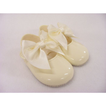 Soft Soled patent  Ivory big bow baby shoe