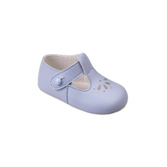 Soft Soled petal punch  tbar baby blue baby shoe