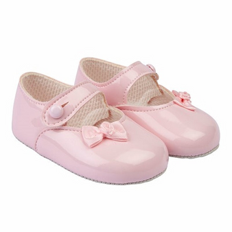Soft Soled Pink Rosette Bow Pre-Walker baby Shoe
