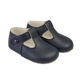 Soft Soled hole punch  Tbar baby Navy baby shoe
