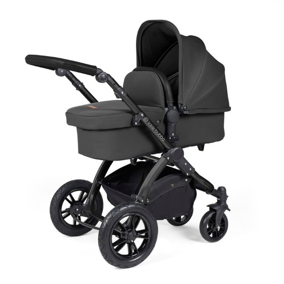 Stomp Luxe Premium i-Size Travel System with ISOFIX Base Charcoal on Black (Choose Handle Colour)