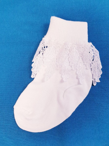 White frilly sock - long Princess frill