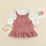 Deep Pink Ruffle dungaree dress 2 piece set