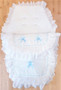 White with Blue ribbon Frilly 3in1 Footmuff, Liner and babynest