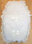 White with white ribbon detail Frilly 3in1 Footmuff, Liner and babynest
