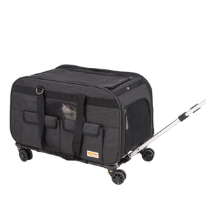 VEVOR Cat Carrier with Wheels, Rolling Pet Carrier with Telescopic Handle and Shoulder Strap, Dog Carrier with Wheels for Pets under 35 lbs, with 1 Folding Bowl, Black VEVOR Cat Carrier with Wheels, Rolling Pet Carrier with Telescopic Handle and Shoulder Strap, Dog Carrier with Wheels for Pets under 35 lbs, with 1 Folding Bowl, Black