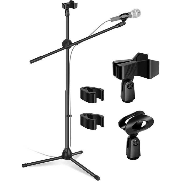 Tripod Mic Stand Adjustable Heavy Duty Floor Holder Microphone Boom Arm