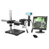 0.35X-2.25X Industrial Inspection Video Zoom Microscope, Boom Stand, Halogen Fiber Optic Illuminator + HDMI Camera