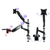 Microscope Monitor Dual Arm Stand, Post Clamp, 39mm Focus Rack