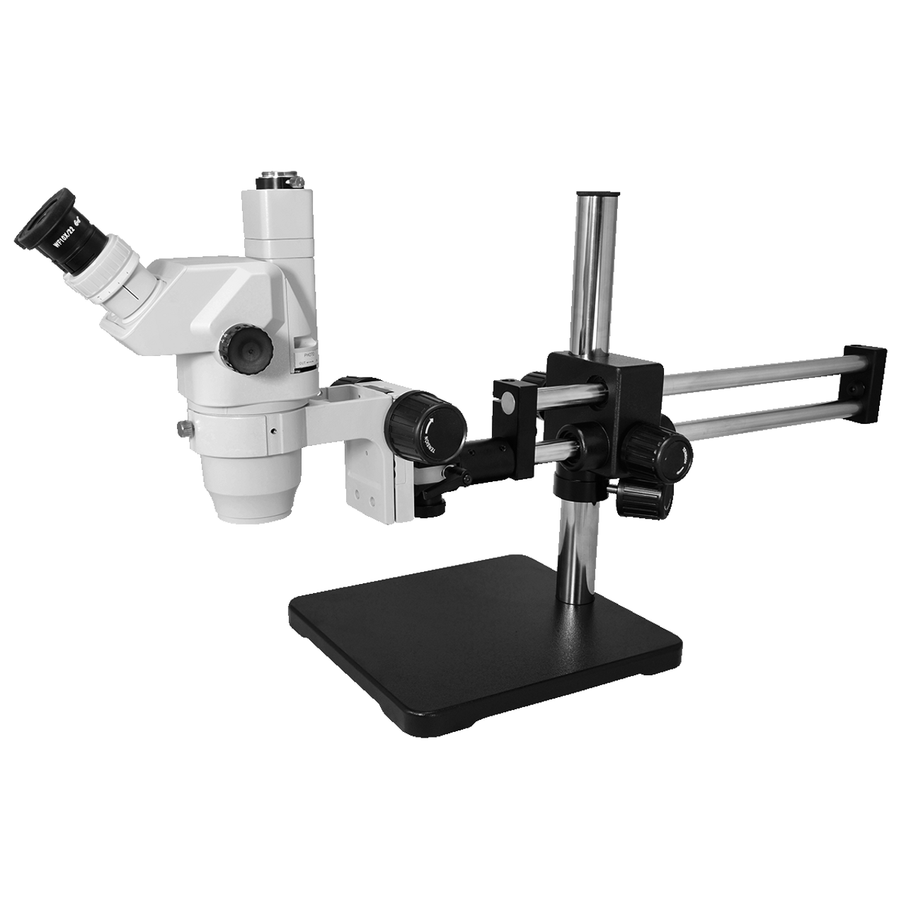 2X-90X Zoom Stereo Trinocular Microscope+0.3X Barlow Lens+Heavy Duty Boom Stand 