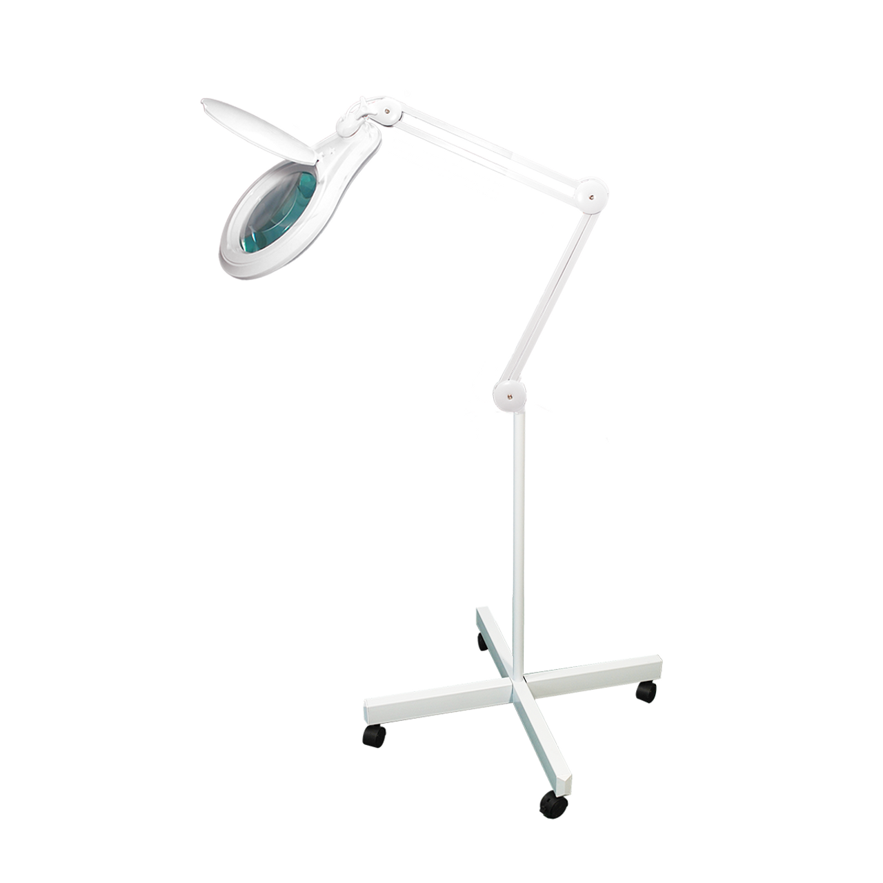 Magnifying Lamp, 5X LED Magnifier Lamp Adjustable Rolling Floor Stand  Magnifying Light Diopter for Salon Beauty Equipment US Plug (White)