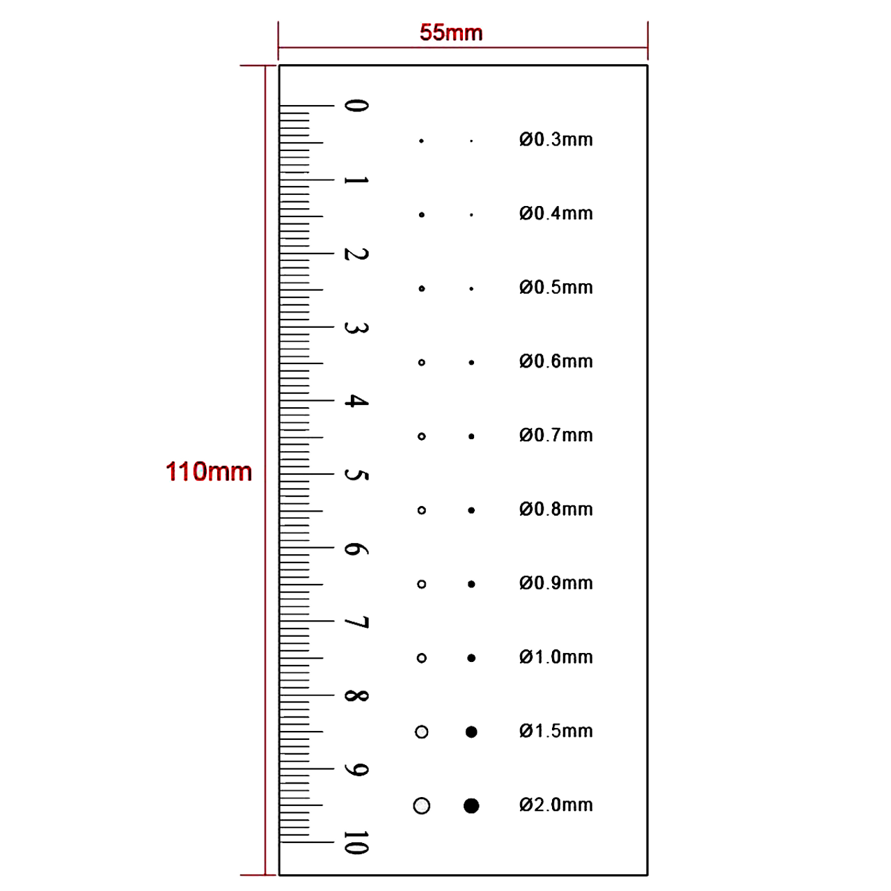 Microscope Stage Micrometer, Calibration Film Ruler, Inspection Black Dot Point Gauge Card 0.3mm-2.0mm