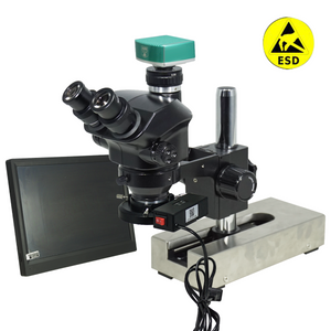 2.0 Megapixels 7-50X CMOS ESD Safe Gliding Base Stand Fluorescence Light Trinocular Zoom Stereo Microscope SZ02090233