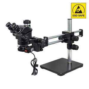 7-50X ESD Safe Dual Arm Stand Fluorescence Light ESD Trinocular Zoom Stereo Microscope SZ02090552
