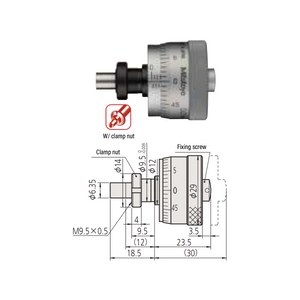 0-0.25″ Mechanical Micrometer Head Graduation 0.001″ 0.25" Flat with Clamp Nut Mechanical Micrometer Head (Thimble Diameter: Dia. 29mm) Mitutoyo-148-356