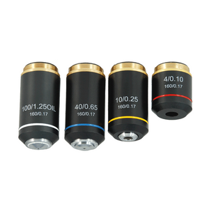 Achromatic Microscope Objective Lens Set (Oil Spring) 4X 10X 40X 100X with Black Finish BM05073011