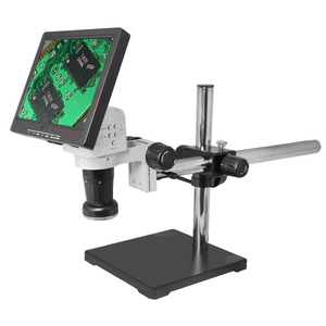 LED Video Microscope, LCD 10 in. Monitor, Industrial Inspection, Boom Stand