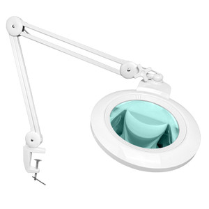 5 Diopter (2.25X) LED Magnifying Lamp with Clamp - 7-inch Glass Lens (Removable)