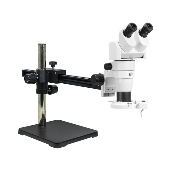 8-50X Ball Bearing Boom Stand Fluorescence Light Binocular Parallel Zoom Stereo Microscope PZ02080244