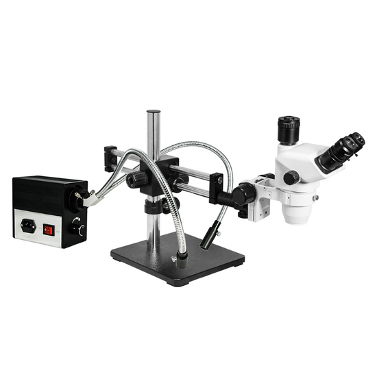 6.7-45X UV FREE LED Light Dual Arm Stand Trinocular Zoom Stereo Microscope SZ02060536